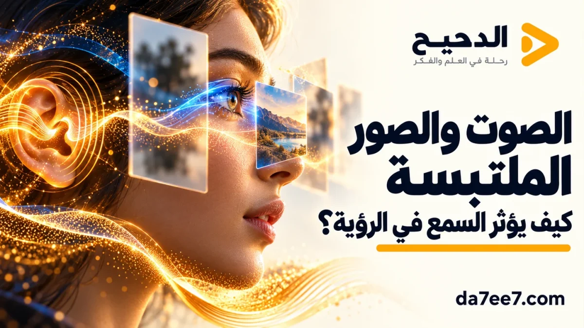 تصميم توضيحي لتداخل السمع والرؤية في إدراك الصور الملتبسة.