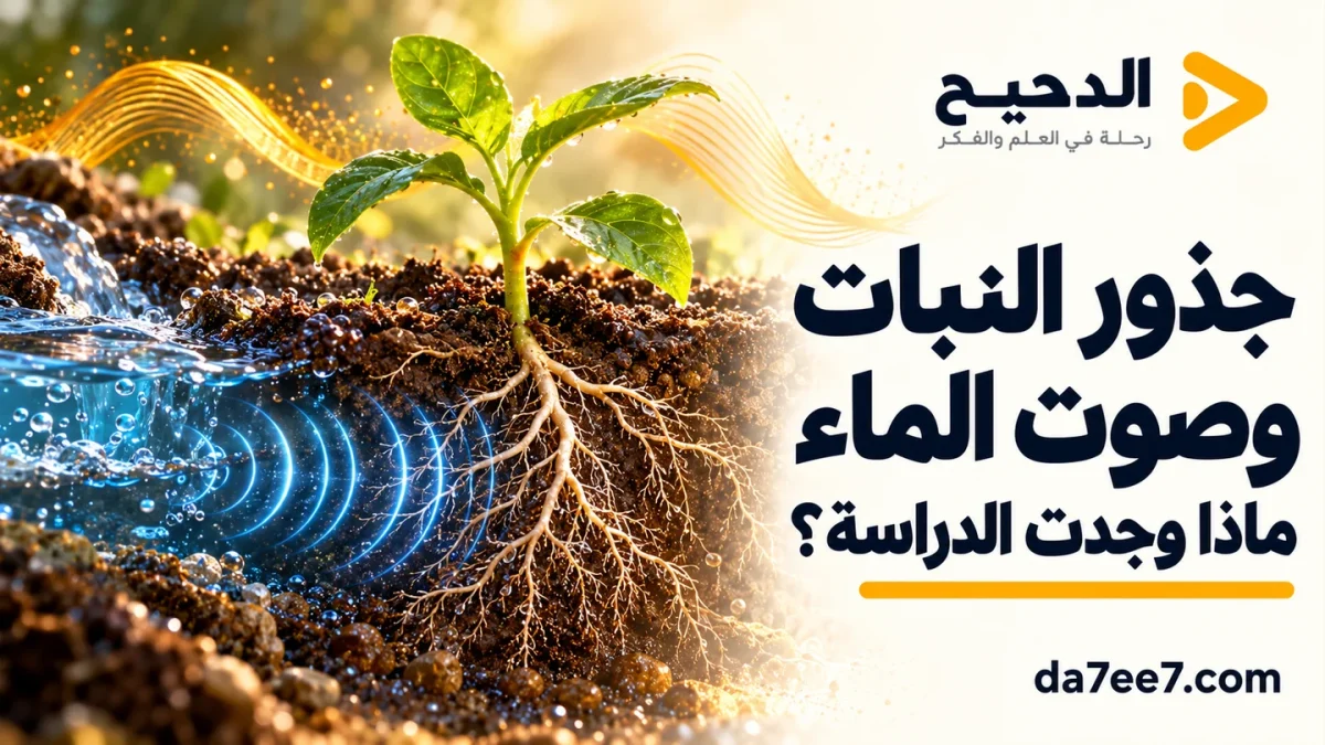 تصميم توضيحي لجذور نبات وموجات صوت الماء.