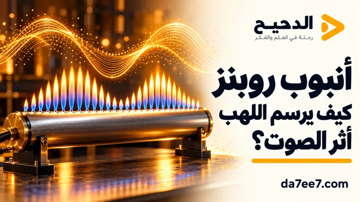 تصميم توضيحي لأنبوب روبنز ولهب يتغير ارتفاعه مع الصوت.