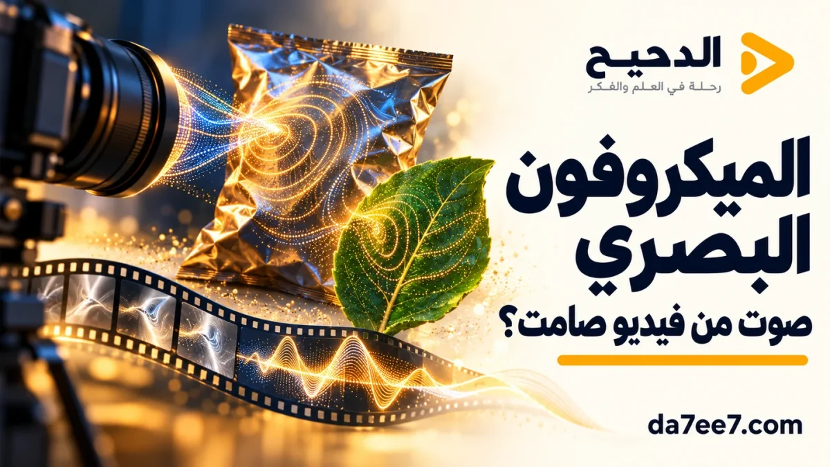تصميم توضيحي لكاميرا ترصد اهتزازات الأشياء في الميكروفون البصري.